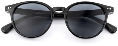 SKYWAY Lesebrille mit Sonnenschutz, Retro Klassische Sonnenlesebrille mit Sehstärke Damen Herren Runde Outdoor Lesesonnenbrille mit Federscharnieren,Anti-Blaulicht/UV400-Schutz