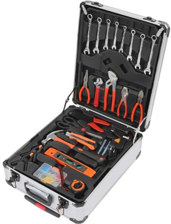 Werkzeugkoffer mit Trolley-Funktion, 187-teilig gefüllt Werkzeug im stabilem Aluminiumkoffer, Werkzeugset groß für Heimwerker, DIYer und Handwerks-Meister, Profi Werkzeugwagen Handwerkzeug