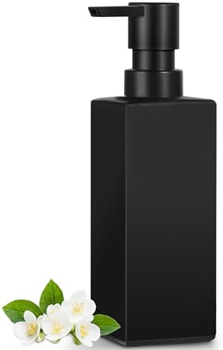 GMISUN Seifenspender schwarz, 350ml Spülmittelspender für Küche, Glas Handseifenspender für Badezimmer, Stivoll Flüssigseifenspender schwarz matt mit Kunststoffpumpe, Pumpspender, Soap Dispenser