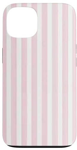 Élégant Rose Clair Rayures Blanches Lignes Verticales été Coque pour iPhone 13