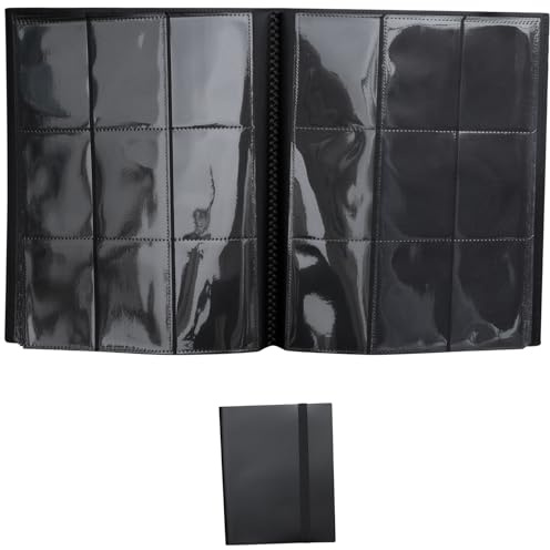 Sammelkarten Album 360 Karten 9-Pocket Sammelalbum, Transparente Kartenhüllen Mit Seitenöffnung, Leere Sammelmappe Ordner Für Trading Cards Und Spielkarten, Schwarz PP-Kunststoff