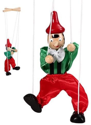 Joygoodta Marionetta in Legno, marionetta a Corda con Arti mobili Realizzata a Mano, Giocattolo interattivo per Giochi fantasiosi, narrazione e destrezza delle Dita, Colore Casuale in Tessuto