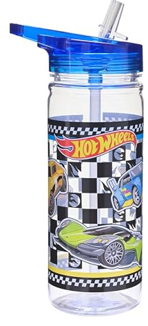 Hot Wheels 580ml Kids Water Bottle with Flip Lid – Leakproof, BPA-Free, Licensed Design, Durable Reusable Drinking Bottle for School & Travel