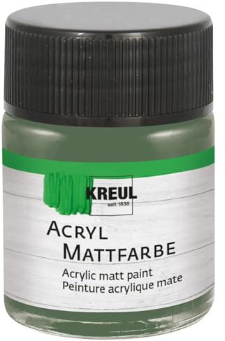 Kreul 75531-Vernice acrilica Opaca, Verde Russo in Barattolo da 50 ml, Vernice a Base d'Acqua dalla Copertura cremosa, ad Asciugatura Rapida, Adatta a Molte superfici Diverse, Russian Green