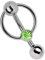 Modern Nature Piercing-Schmuck Intimpiercing Titan Banane in 1,6 x 12 mm + 5 mm Lochkugel und Klemm-Ring mit Stein in hellgrün