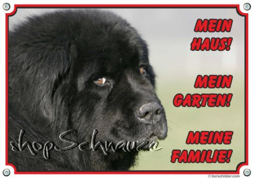 Petsigns Hundeschild - schwarzer Neufundländer (Neufi) - TOP Warnschild aus Metall, DIN A3