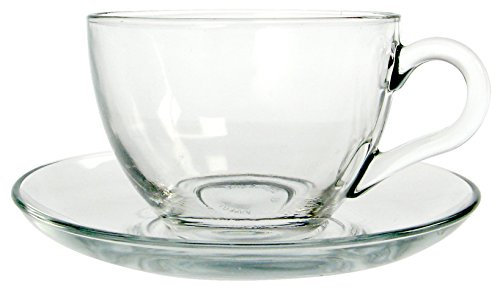 Pasabahce Basic Servicio de Tè con Plato, Vidrio, Transparente, 12 Piezas