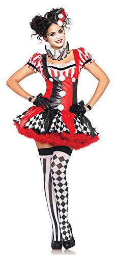 B&S Trendz Damen Harlekin Kostüm Schwarz Rot Weiß M