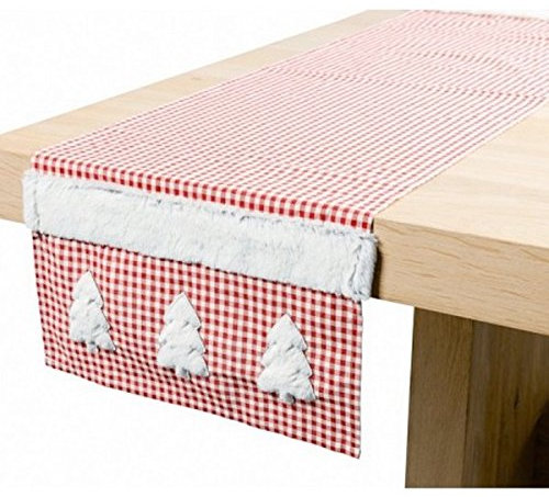 Chemin de table Finlande – Sapins Rouge env. 40 x 150 cm Couverture d'hiver Décoration de Noël
