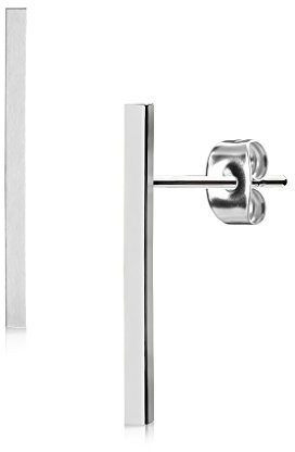 beyoutifulthings Damen 1 Paar Ohringe Ohrringe Set Stecker Edelstahl Chirurgenstahl Glatt Lang Bar silber roségold gold