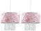 MiniSun | Modern Pink Velvet Ceiling Light Shades with Clear Acrylic Droplets | Pendant Lights, Home Décor & Improvement Essential | Set of 2 | 350cm Shade Width