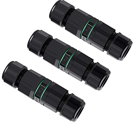 QitinDasen 3 Pieces 3 Way Waterproof Outdoor Cable Connectors, IP68 Waterproof Junction Box Outdoor Cable Connector, for Cable Diameter 6~12 mm (Press Type)