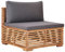 vidaXL Teak Massiv Garten Mittelsofa mit Grauer Auflage Lattendesign Gartensofa Sofa Sessel Gartenmöbel Einzelsofa Lounge Sitzmöbel