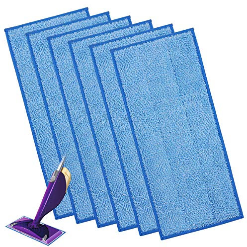 6PCS Lingettes Reutilisable pour Swiffer WetJet Wood, Lingette Recharges Bleu pour Swiffer Parquet WetJet Balai Spray