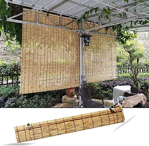 XRDSHY Bambusrollo, Rollo Bambus Sonnenschutz Bambus Jalousie Außen, Retro Winddicht Rollvorhang Mit Beschlägen, Holzrollo Für Fenster Tür Rollos,140 x 200 cm (55 x 79 in)