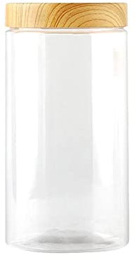 Botellas vacías de plástico transparente con tapa de madera Contenedor Cocina Comida Té Café Botellas de almacenamiento Frascos
