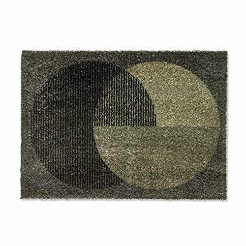 Schöner Wohnen Kollektion Rutschhemmende Sauberlaufmatten Manhattan – waschbarer Teppichläufer – strapazierfähige Schmutzfangmatten – (Semi-Circle Oliv-grün, 50 x 70 cm)