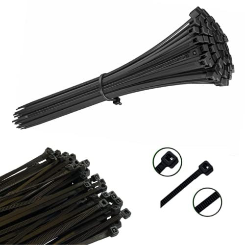 Viceree 100 Fascette Plastica NERE Universali - 3.6x200mm - Fascette Elettricista, Raccogli Cavi, Set di Fascette per Cablaggio, Uso Domestico ed Industriale, Fascette Nere di Alta Qualità