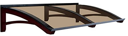 Vordach aus hölzern für den Außenbereich Farbe Dunkel nuss, Bronziert kompakte Polycarbonatabdeckung, Modell Legno ONDA, Haustür-Vordächer Größe 100 x 200 cm