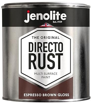 JENOLITE Directorust Espresso Brown Gloss - Multi Surface Paint - For Use On Wood, Metal, Plastic, Ceramic & Rusted Surfaces - 1 Litre (RAL 8017)