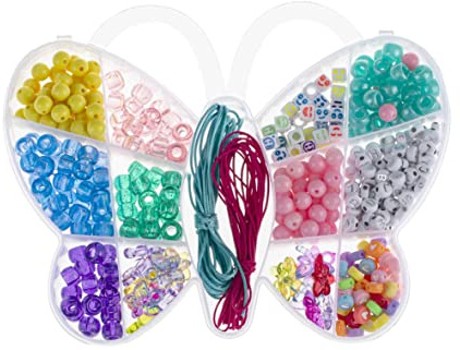 GLOREX 6 1630 333 - Perlenschmuck Set, 510 Stück, in Aufbewahrungsbox Schmetterling, bunt sortiert, ideal geeignet zur Gestaltung von Schmuck, Armbändern, Halsketten, Accessoires und Dekoration