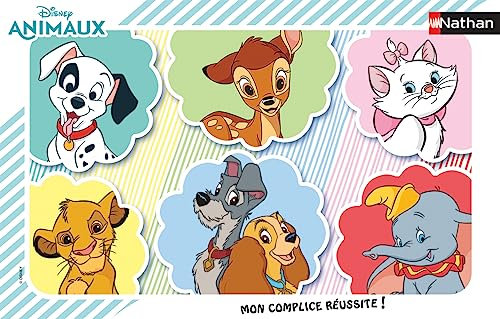 Nathan - Kinderpuzzle - Rahmen 15 Teile - Porträts der Disney Tiere - Mädchen oder Junge ab 3 Jahren - Hochwertiges Puzzle - Dicker und strapazierfähiger Karton - Tiere - 86145