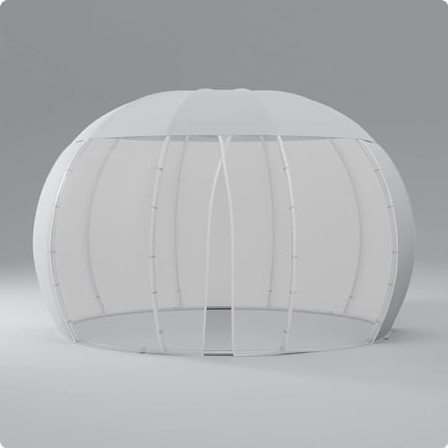 astreea Igloo Panorama Iglu Gartenpavillon mit wasserdichter Bedeckung und Moskitoschutz, Farbe Weiss, für Terrasse und Garten (Model L (372/250/372cm))