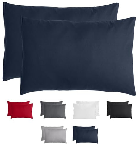 Komfortec Kissenbezug 50x70 cm 2er Set aus Gebürstet Mikrofaser mit Reißverschluss, Atmungskativ und Weich – Blau