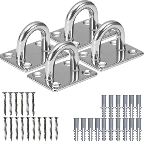 AstarFavor 4 Stück M5 Edelstahl Augplatte mit öse,Decken Haken,Wand Haken,Decken-Befestigung,Edelstahl Decksplatte,für Boot Takelage Schaukel Hängematte