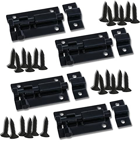 Dtoterul Türriegel Riegel 4 Stück Türriegel Edelstahl Tür Riegelschloss Riegelschloss Klein Schieberiegel Schlossriegel Schrauben Schiebe Riegel für Badezimmer WC Schuppen Garage Garten, Schwarz