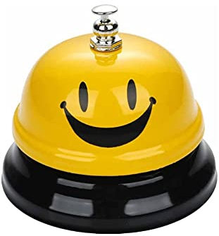 KOMUNJ Call Bell, Service Bell, Stainless Steel Large Bar Bell Clock, Kitchen Called Bells, for the Kitchen Restaurant Bar Classic Concierge Hotel Use, Yellow