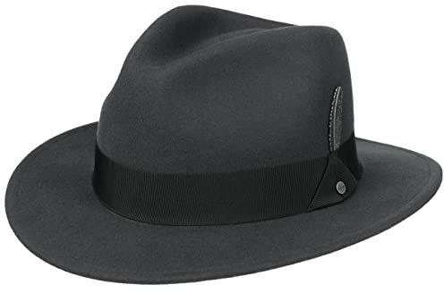 Stetson Vencaster Traveller Wollhut - Einfarbiger Hut - Outdoor-Eleganz - Wasserabweisender Outdoorhut - Unisex - Frühling bis Winter dunkelgrau XL (60-61 cm)