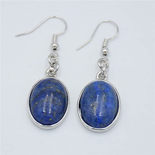Damen Hängende Ohrringe, Boho Ohrringe Mit Lapislazuli Anhänger Ohrring Mode Chakra Reiki Energie Oval Perlen Tropfen Ohrringe Für Damen Mädchen Edelsteinschmuck