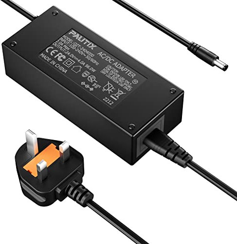 PAUTIX UK Power Supply Adapter 24V 4A 96W, Power Plug AC 100-240V to DC 24V Driver Converter Transformer for LED Strip Light, CCTV Security System, Router