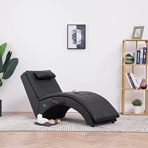 INLIFE Massage Chaiselongue mit Kissen Schwarz Kunstleder,Schwarz,12.83KG