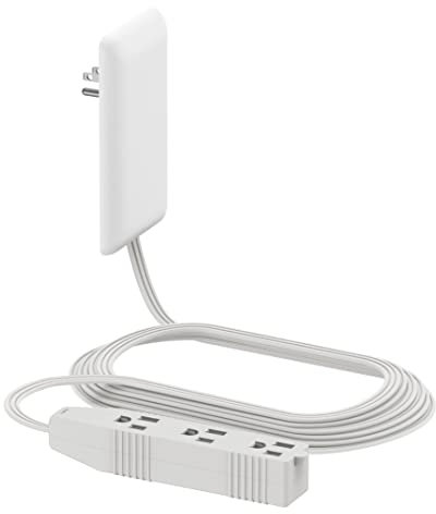 LIDER Flat-Face Outlet Extender with 3 Receptacles, Ultra-Thin Wall Plate Plug with Cord Extender and 3-Outlet Power Strip, 8ft Cord, LWE8-315-W, White