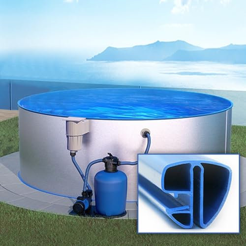 SAXONICA Rundpool Ø 450 x 120 cm I Starter Set I Poolfolie blau 0,6 mm I Filteranlage I Spezial Handlauf I 4,5 x 1,2 m