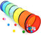 Wilwolfer Tunnel für Kinder - Spielzelt für Draußen mit Mesh-Seiten - 180cm Tunnel für Kinder motorische Fähigkeiten Baby-Krabbel-Spielzeug Klappbares Pop-up-Spielzeuggeschenk für Tiere (Regenbogen)