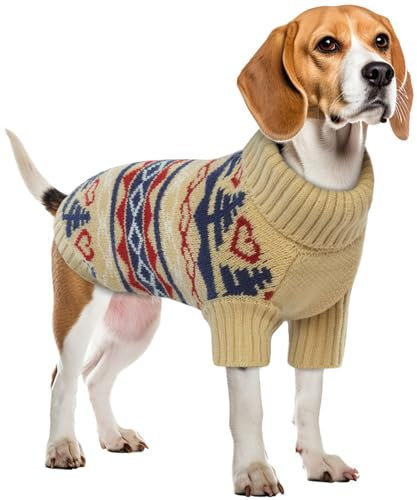 Weihnachtspullover Hund, Hundekostüm Weihnachten Hundepullover Fleece Hunde Jacken Winter Hundebekleidung(Khaki, L)