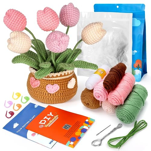 CestMall Anfänger Häkelset, Häkelnadel Set Häkeln für Anfänger Häkel-Starterset Fleshiness DIY-Handarbeiten mit Schritt-für-Schritt-Video-Anleitungen Häkelnadelset Polyesterfaserfüllung Handnähnadel