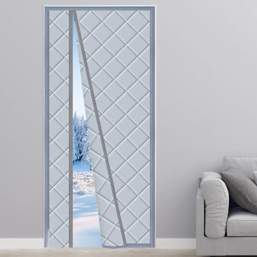 Homealexa Rideau Porte Isolation Thermique Magnétique 120x220cm, Anti Froid, Obscurcissement, Insonorisation pour Balcon Salon sous-Sol Ouverture à Gauche et à Droite Gris