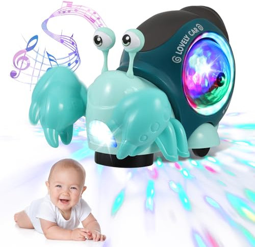 Crawling Crab Toys, Sound Toys with Music Light Projector, Interactive Walking Sensory Toy for Toddlers, Automatically Avoid Obstacles, Musical Crab Baby Toy for 6-18 Months Boys Girls, Birthday Gift