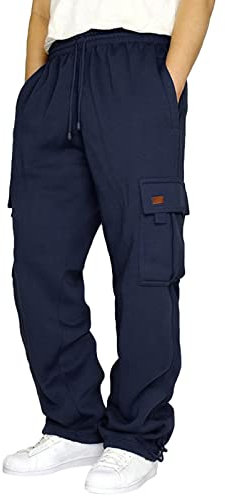 Pantalon Cargo Homme, Jogging Homme Pantalon De Travail Pantalons Sport Treillis Pantalon Jogging Homme Techwear Cycliste Hiver Cargo Bandit Polaire Sweatpants(A005,XXL)