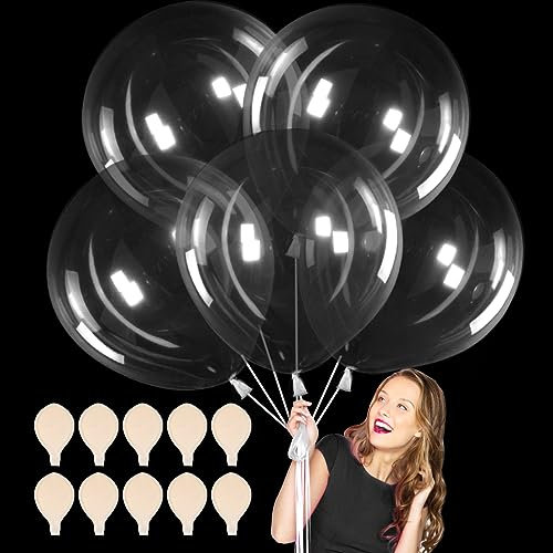 XXL Latex Ballon Transparent 36 Pouces, 10 Pièces 90cm Grand Ballon Rond, Gonflable Géant pour Anniversaire, Mariage, Halloween, Noël, Evénements Fête Décorations