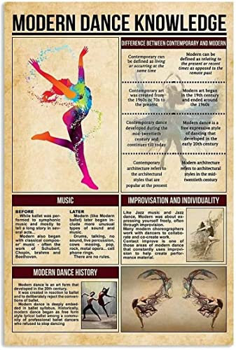 Oudrspo Modern Dance Knowledge Metallblechschilder Retro Modern Dance Infografiken Poster Tanzraum Lehrführer Plaketten Studio Club Home Wanddekoration 30,5 x 40,6 cm