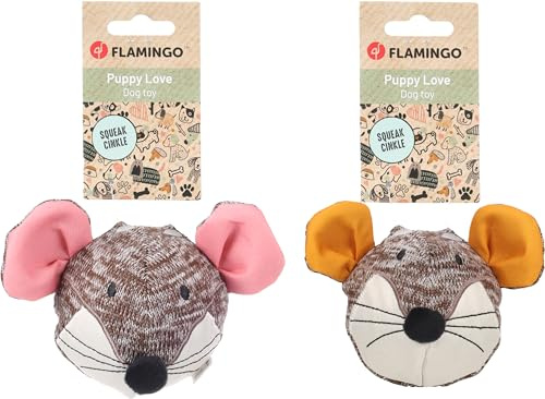 Flamingo - Spielzeug für Welpen wie Labrador, Beagle, Bulldogge und Border Collie - Britty Maus mit Ball, Langlebig und Unterhaltsam