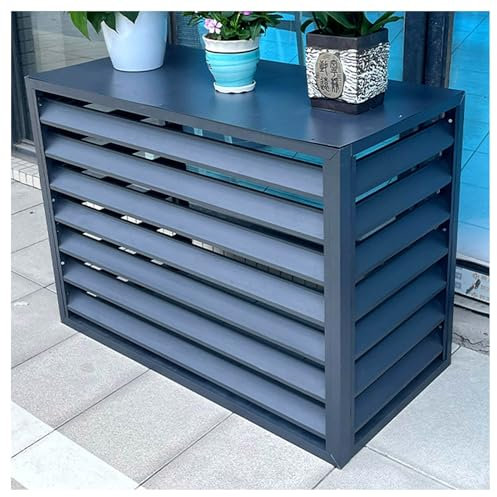 Generisch pflanzenständerKlimaanlagenzaun Blumenständer aus Aluminium Außenklimaanlage Außenrahmen Schutzhülle Klimaanlagenzaun Gartenbalkon Pflanzenregal (Farbe: Grau, Größe: 100 x 50 x 70 cm)