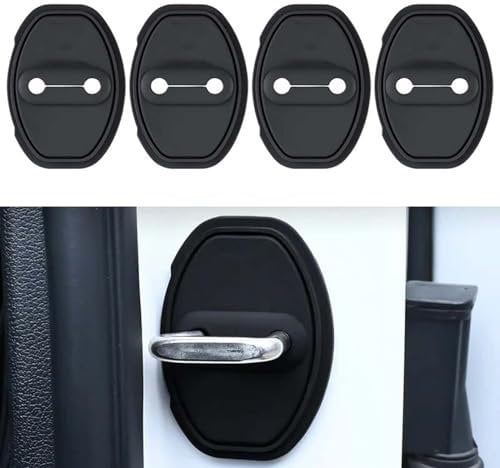 4PCS Silicone Door Latch Protector Caps, Car Door Lock Cover for Decoration (Black)
