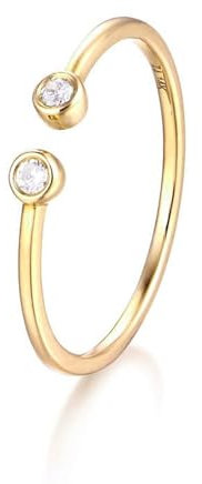 Wycian Ehering Mit Gravur, Goldener Ring Modeschmuck 9 Karat Gelbgold Größe 52 (16.6) Moissanit Rundschliff Weiß Gravur Für Neujahr