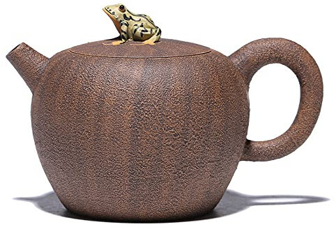 HUPUZON Tetera China de 280ml, Tetera de Arena Morada, Tetera de Arcilla Morada Hecha a Mano, Tetera de Ranas, Juego de té de Kung Fu, Tetera con infusor de té